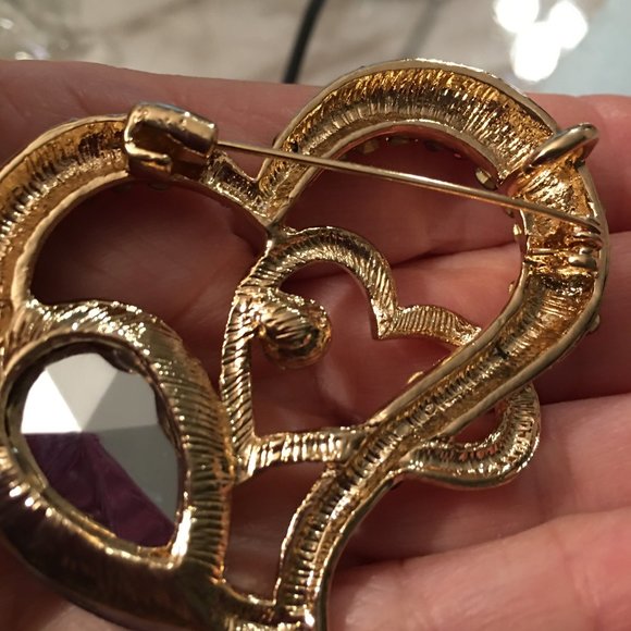 Large Rhinestone Heart Cluster Brooch - NEW  Drawer 6 - Picture 5 of 8